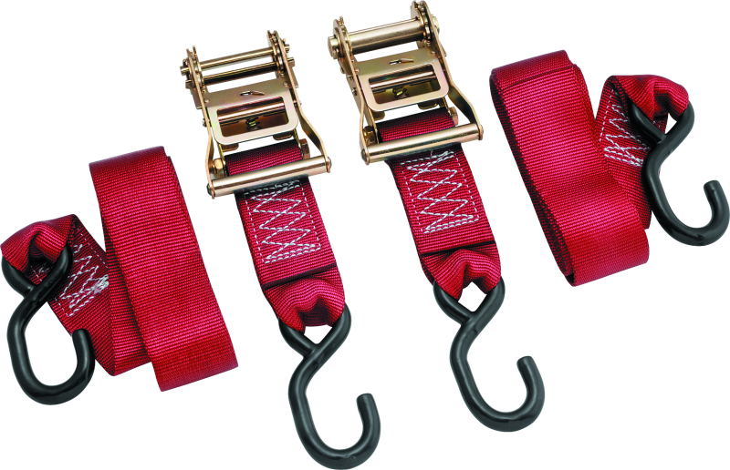 BikeMaster 2x84in Ratchet Tiedown Pair - Red - Striker Modified