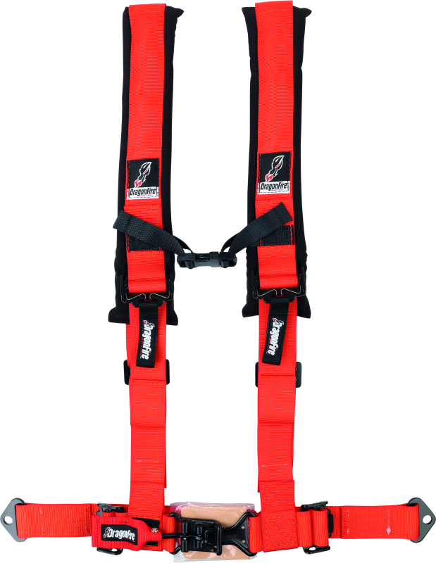 DragonFire Racing Harness- H-Style- 4-Point- 2in Buckle- Orange - Striker Modified