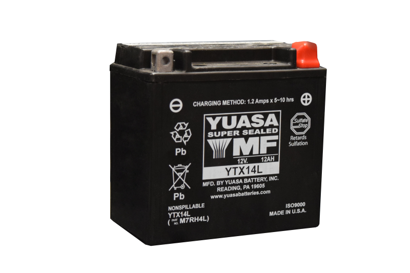 Yuasa YTX14L Maintenance Free AGM 12 Volt Battery - Striker Modified