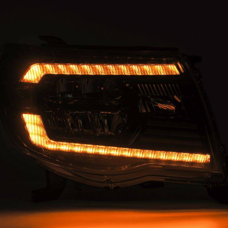 AlphaRex 05-11 Toyota Tacoma LUXX Crystal Headlights Plank Style Alpha Black w/Activation Light/DRL - Striker Modified