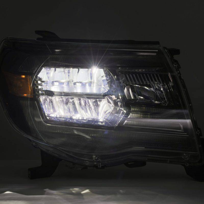 AlphaRex 05-11 Toyota Tacoma LUXX Crystal Headlights Plank Style Alpha Black w/Activation Light/DRL - Striker Modified