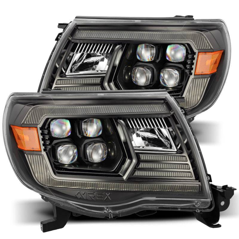 AlphaRex 05-11 Toyota Tacoma NOVA LED Projector Headlights Plank Style Black w/Activation Light/DRL - Striker Modified