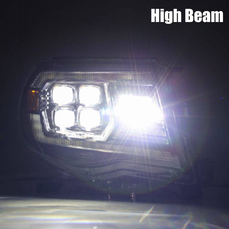 AlphaRex 05-11 Toyota Tacoma NOVA LED Projector Headlights Plank Style Black w/Activation Light/DRL - Striker Modified