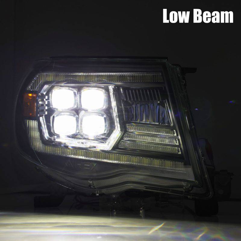 AlphaRex 05-11 Toyota Tacoma NOVA LED Projector Headlights Plank Style Black w/Activation Light/DRL - Striker Modified