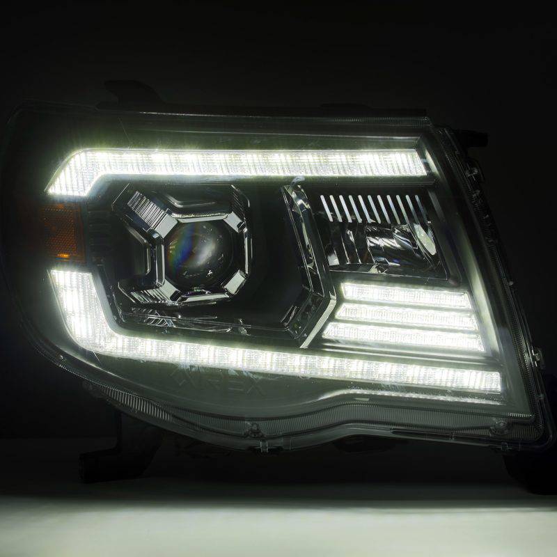 AlphaRex 05-11 Toyota Tacoma PRO-Series Projector Headlights Plank Style Design Alpha Black w/DRL - Striker Modified