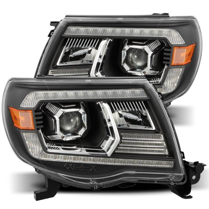 AlphaRex 05-11 Toyota Tacoma PRO-Series Projector Headlights Plank Style Design Black w/DRL - Striker Modified