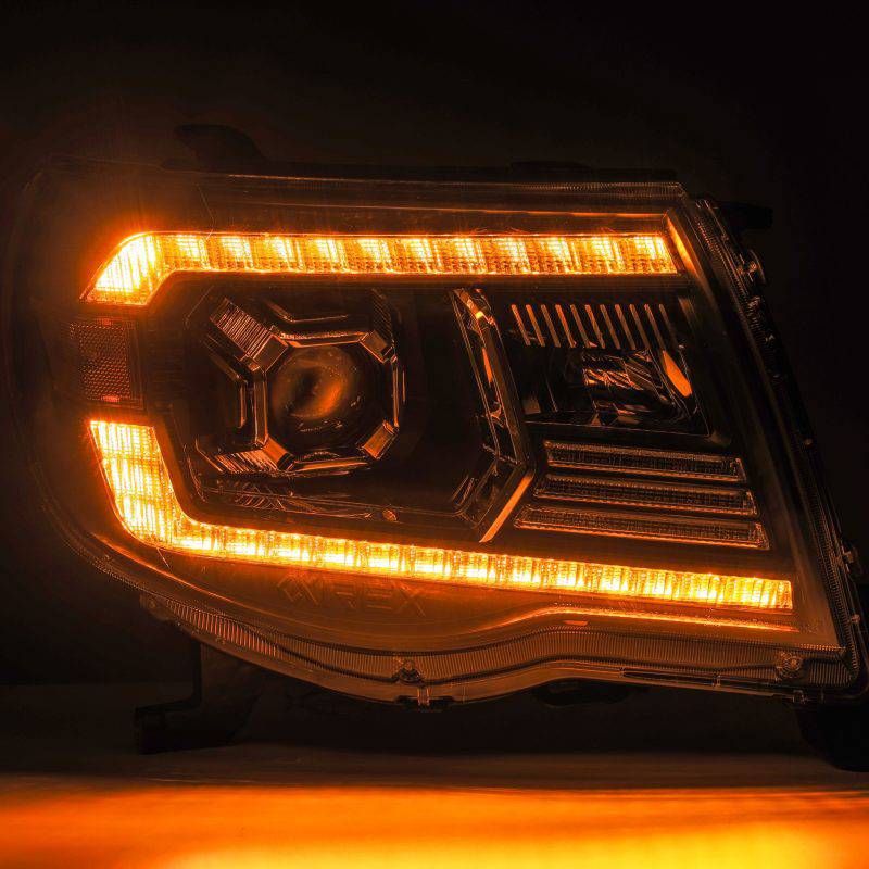 AlphaRex 05-11 Toyota Tacoma PRO-Series Projector Headlights Plank Style Design Black w/DRL - Striker Modified