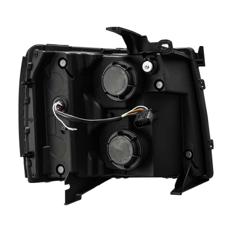 AlphaRex 07-13 Chevy 1500 LUXX LED Proj Headlights Plank Style Jet Blk w/ Activ Light/Seq Signal/DRL - Striker Modified