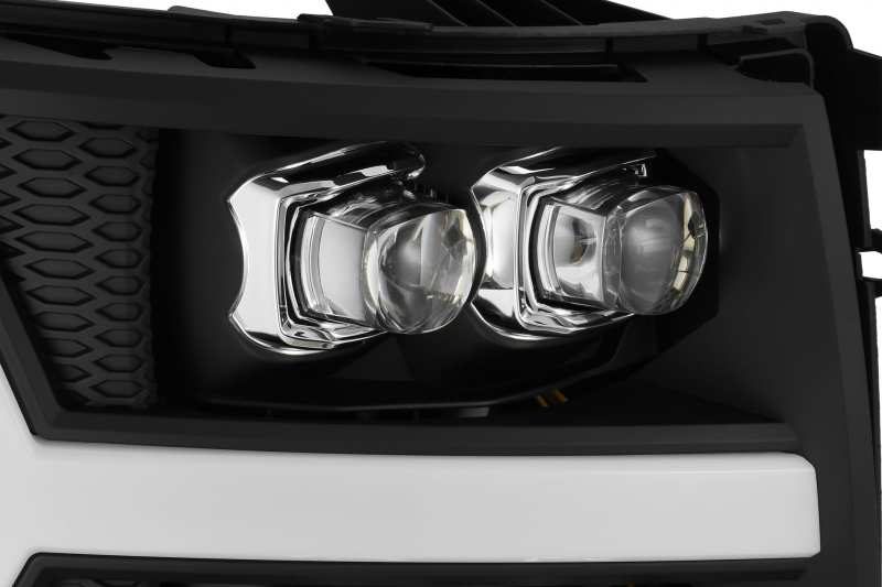 AlphaRex 07-13 Chevy 1500HD(NewBody) NOVA LED Proj Headlight Plank Sty Glos Blk w/Activ Lite/Seq Sig - Striker Modified