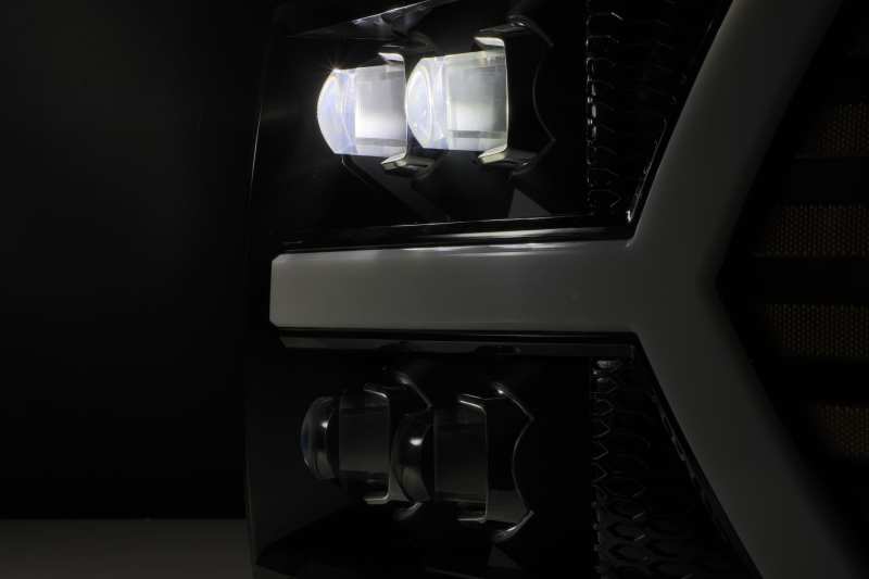 AlphaRex 07-13 Chevy 1500HD(NewBody) NOVA LED Proj Headlight Plank Sty Glos Blk w/Activ Lite/Seq Sig - Striker Modified