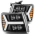 AlphaRex 07-13 Chevy 1500HD(NewBody) NOVA LED Proj Headlight Plank Sty Glos Blk w/Activ Lite/Seq Sig - Striker Modified
