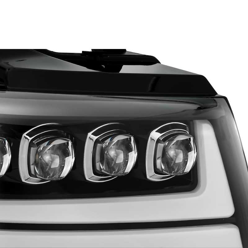 AlphaRex 07-13 Chevy Avalanche NOVA LED Proj Headlights Plank Style Gloss Black w/Activ Light/DRL - Striker Modified