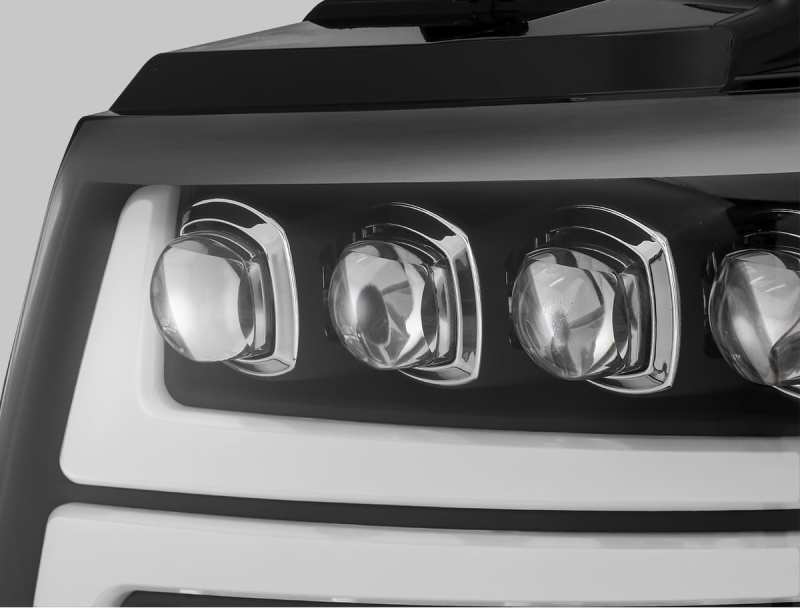 AlphaRex 07-13 Chevy Avalanche NOVA LED Proj Headlights Plank Style Matte Black w/Activ Light/DRL - Striker Modified