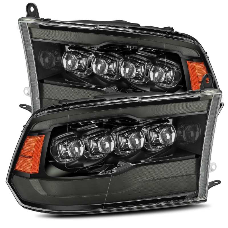 AlphaRex 09-18 Dodge Ram 1500HD NOVA LED Projector Headlights Plank Style Design Alpha Black w/DRL - Striker Modified