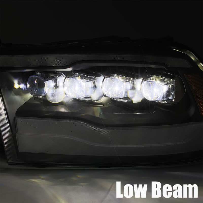 AlphaRex 09-18 Dodge Ram 1500HD NOVA LED Projector Headlights Plank Style Design Alpha Black w/DRL - Striker Modified