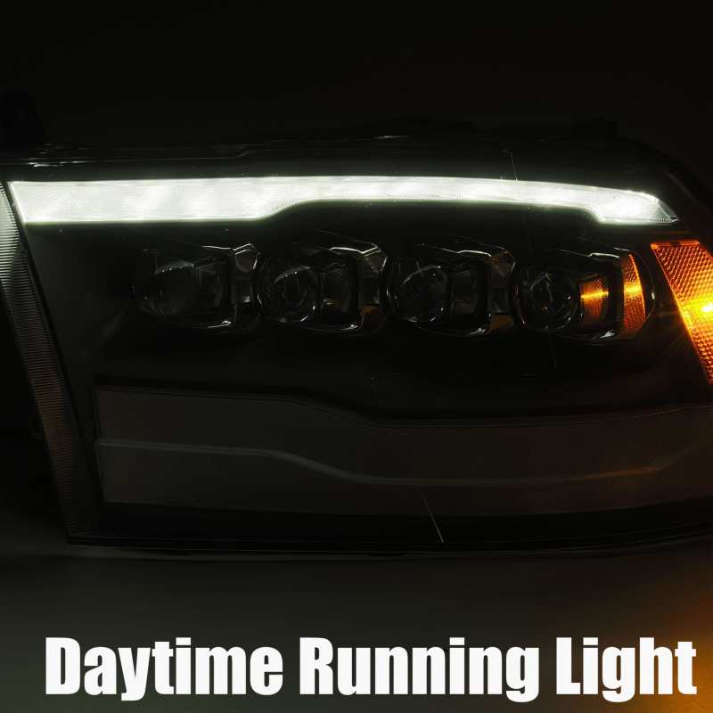 AlphaRex 09-18 Dodge Ram 1500HD NOVA LED Projector Headlights Plank Style Design Alpha Black w/DRL - Striker Modified