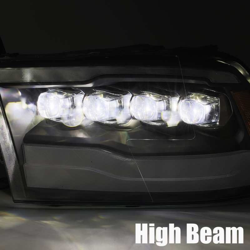 AlphaRex 09-18 Dodge Ram 1500HD NOVA LED Projector Headlights Plank Style Design Alpha Black w/DRL - Striker Modified
