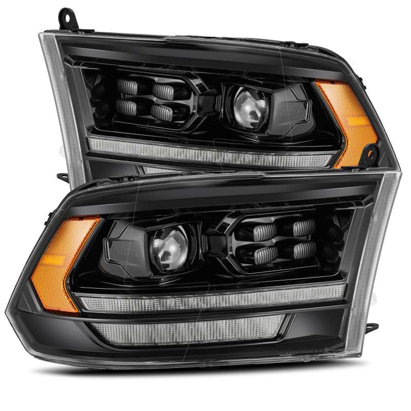 AlphaRex 09-18 Dodge Ram 1500HD PRO-Series Proj Headlights Plank Style Alpha Black w/Seq Signal/DRL - Striker Modified