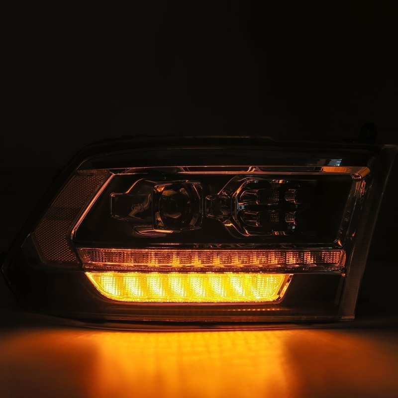 AlphaRex 09-18 Dodge Ram 1500HD PRO-Series Proj Headlights Plank Style Alpha Black w/Seq Signal/DRL - Striker Modified