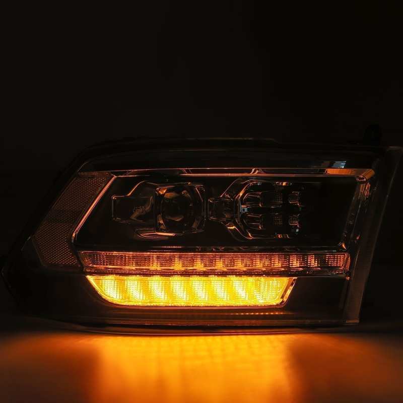 AlphaRex 09-18 Dodge Ram 1500HD PRO-Series Proj Headlights Plank Style Alpha Black w/Seq Signal/DRL - Striker Modified