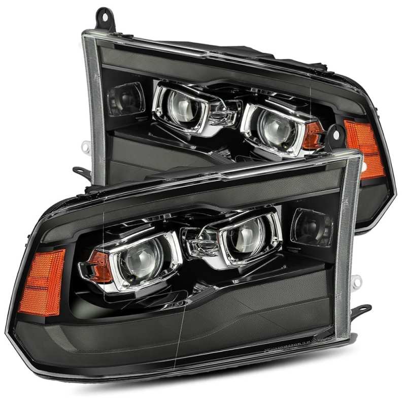 AlphaRex 09-18 Dodge Ram 1500HD PRO-Series Proj Headlights Plank Style Black w/Seq Signal/Smoked DRL - Striker Modified