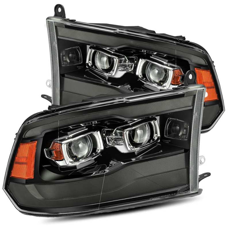 AlphaRex 09-18 Dodge Ram 1500HD PRO-Series Proj Headlights Plank Style Black w/Seq Signal/Smoked DRL - Striker Modified