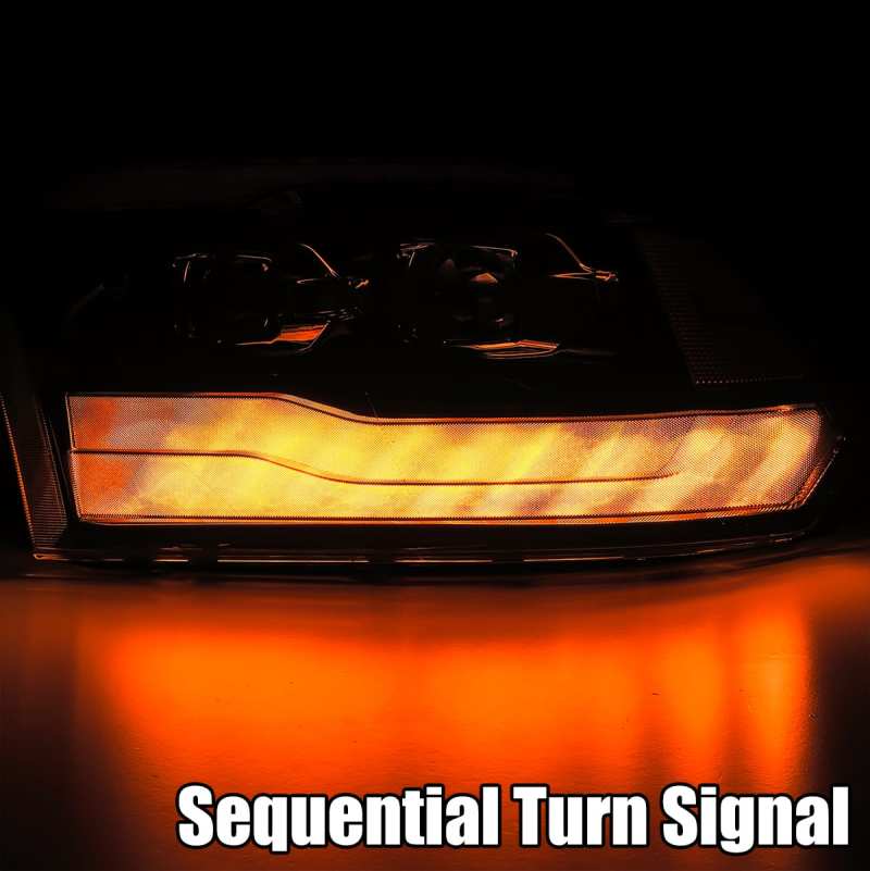 AlphaRex 09-18 Dodge Ram 1500HD PRO-Series Projector Headlights Plank Style Chrome w/Seq Signal/DRL - Striker Modified