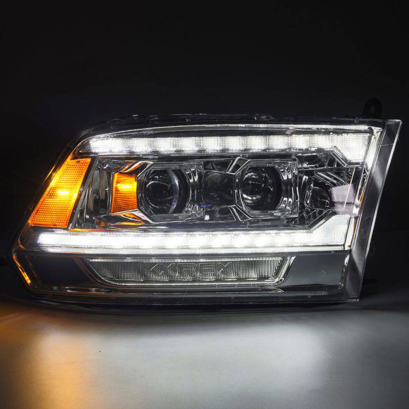 AlphaRex 09-18 Dodge Ram 2500 LUXX LED Proj Headlights Plank Style Chrm w/Activ Light/Seq Signal/DRL - Striker Modified