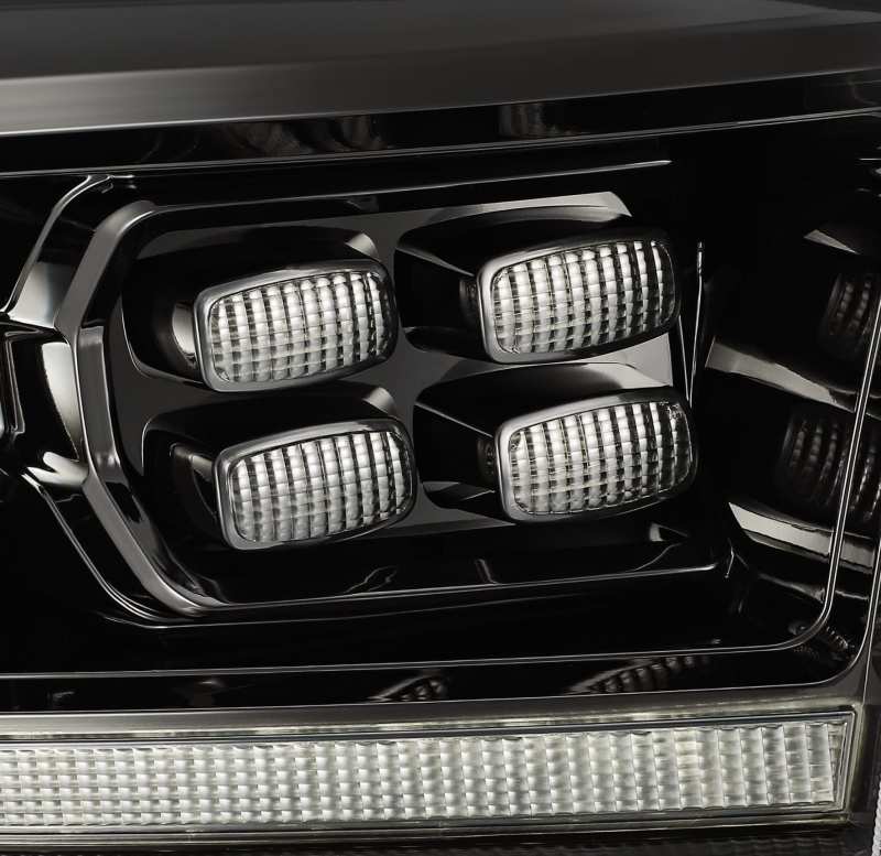 AlphaRex 09-18 Dodge Ram 2500HD LUXX LED Proj Headlights Plank Style Black w/Seq Signal/Smoked DRL - Striker Modified