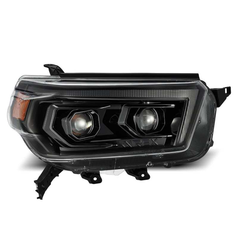 AlphaRex 10-13 Toyota 4Runner LUXX LED Proj Headlights Plank Style Alpha Black w/Seq Signal/DRL - Striker Modified