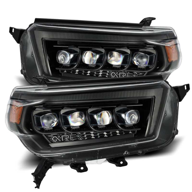 AlphaRex 10-13 Toyota 4Runner NOVA LED Proj Headlights Plank Style Alpha Black w/Seq Signal/DRL - Striker Modified