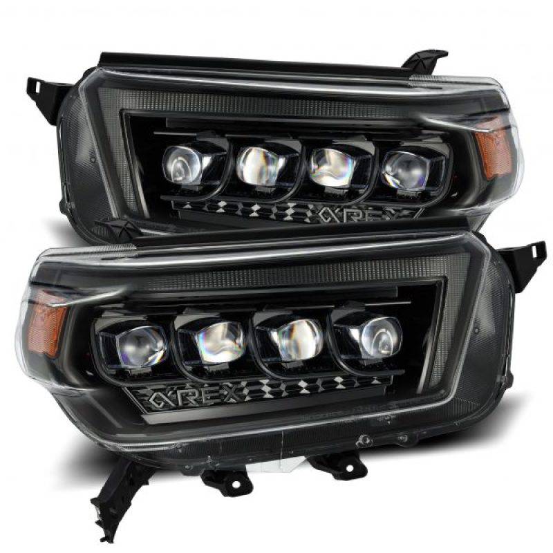 AlphaRex 10-13 Toyota 4Runner NOVA LED Proj Headlights Plank Style Alpha Black w/Seq Signal/DRL - Striker Modified