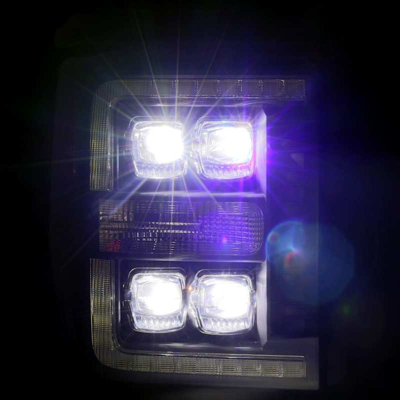 AlphaRex 11-16 Ford F-350 SD NOVA LED Proj Headlights Plank Style Alpha Blk w/Activ Light/Seq Signal - Striker Modified