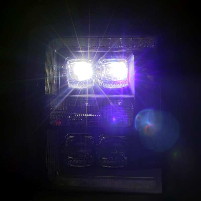 AlphaRex 11-16 Ford F-350 SD NOVA LED Proj Headlights Plank Style Alpha Blk w/Activ Light/Seq Signal - Striker Modified