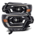 AlphaRex 12-15 Toyota Tacoma LUXX LED Projector Headlights Plank Style Black w/DRL - Striker Modified