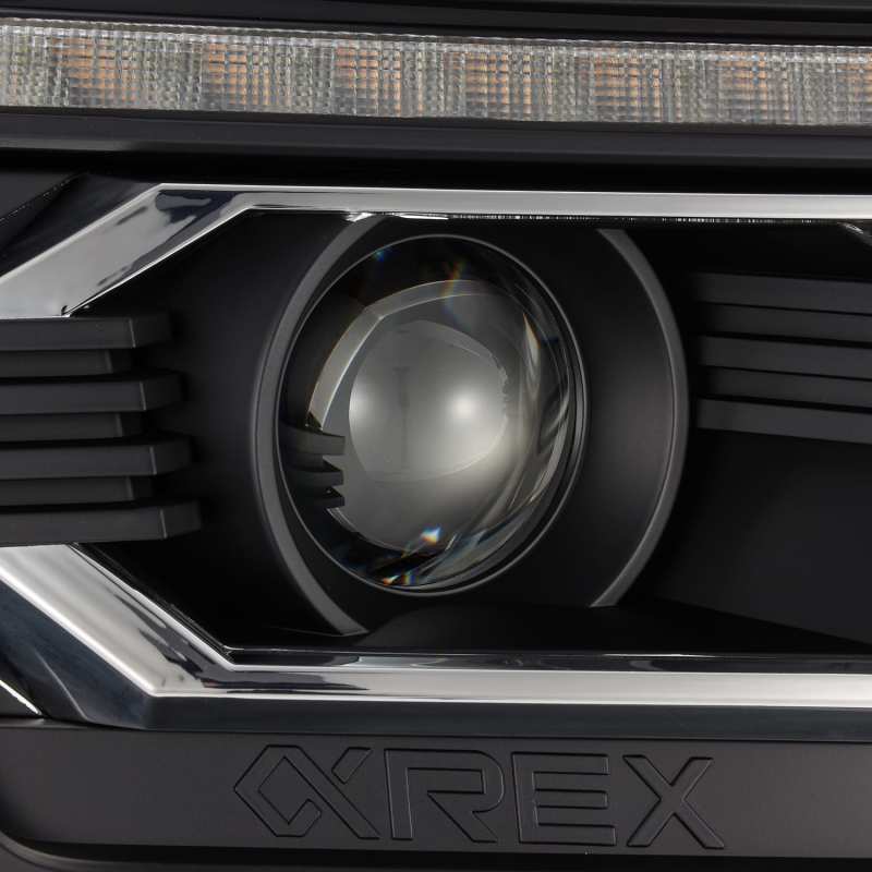 AlphaRex 12-15 Toyota Tacoma LUXX LED Projector Headlights Plank Style Black w/DRL - Striker Modified