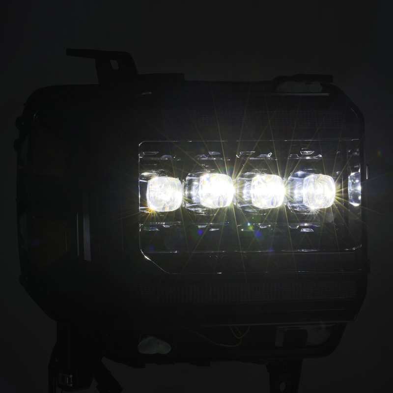 AlphaRex 14-18 GMC Sierra NOVA LED Proj Headlights Plnk Style Alpha Blk w/Activ Light/Seq Signal/DRL - Striker Modified