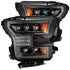 AlphaRex 17-20 Ford Raptor NOVA LED Proj Headlights Plank Style Alpha Black w/Activ Light/Seq Signal - Striker Modified