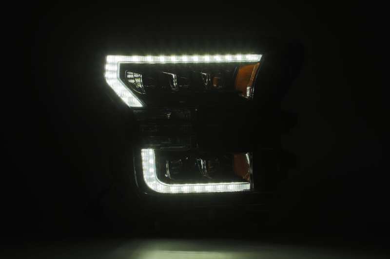 AlphaRex 17-20 Ford Raptor NOVA LED Proj Headlights Plank Style Alpha Black w/Activ Light/Seq Signal - Striker Modified