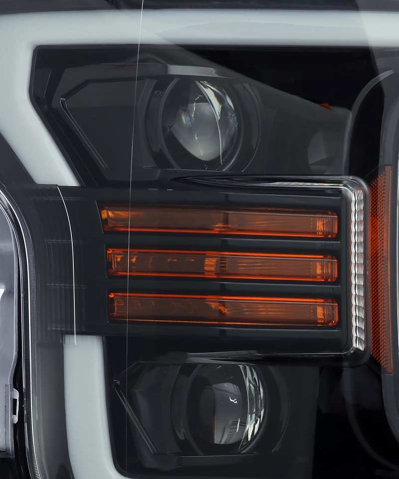 AlphaRex 18-19 Ford F-150 PRO-Series Proj Headlights Plank Style Gloss Blk w/Activ Light/Seq Signal - Striker Modified
