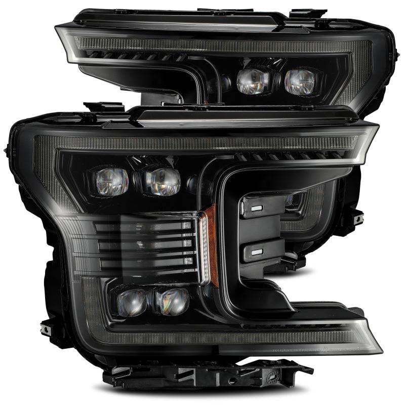 AlphaRex 18-20 Ford F-150 NOVA LED Proj Headlight Plank Style Alpha Blk w/Activ Light/Seq Signal/DRL - Striker Modified