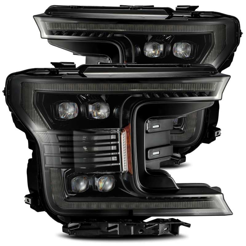 AlphaRex 18-20 Ford F-150 NOVA LED Proj Headlight Plank Style Alpha Blk w/Activ Light/Seq Signal/DRL - Striker Modified