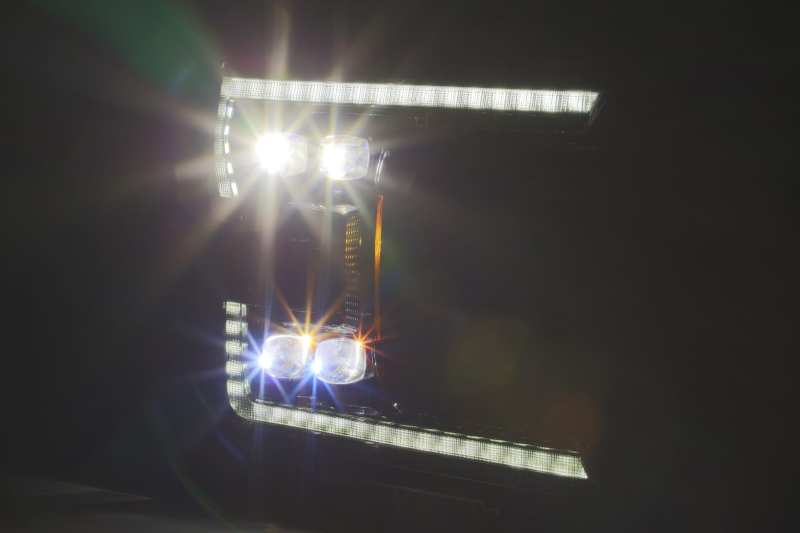 AlphaRex 18-20 Ford F-150 NOVA LED Proj Headlight Plank Style Alpha Blk w/Activ Light/Seq Signal/DRL - Striker Modified