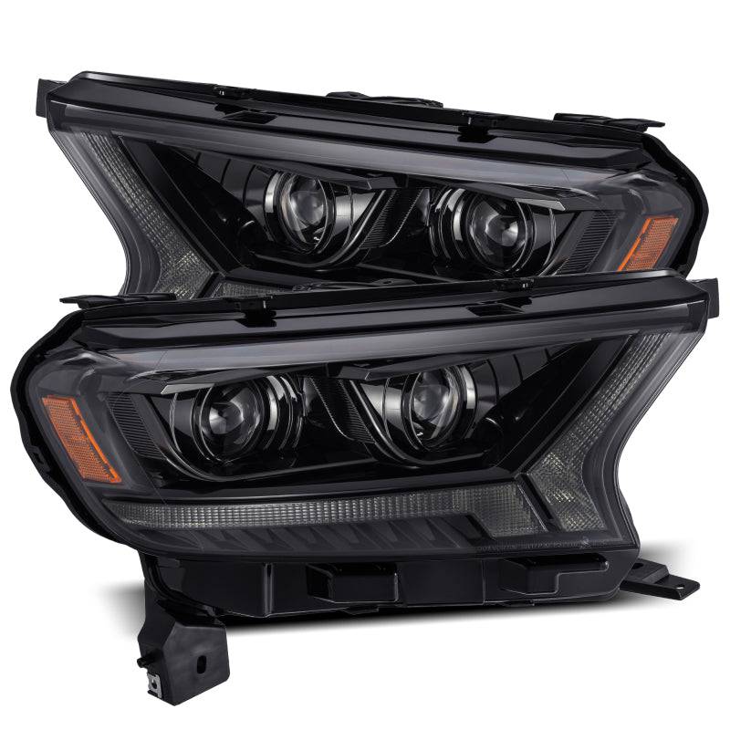 AlphaRex 19-21 Ford Ranger LUXX LED Proj Headlights Plank Style Alpha Black w/Seq Signal/DRL - Striker Modified