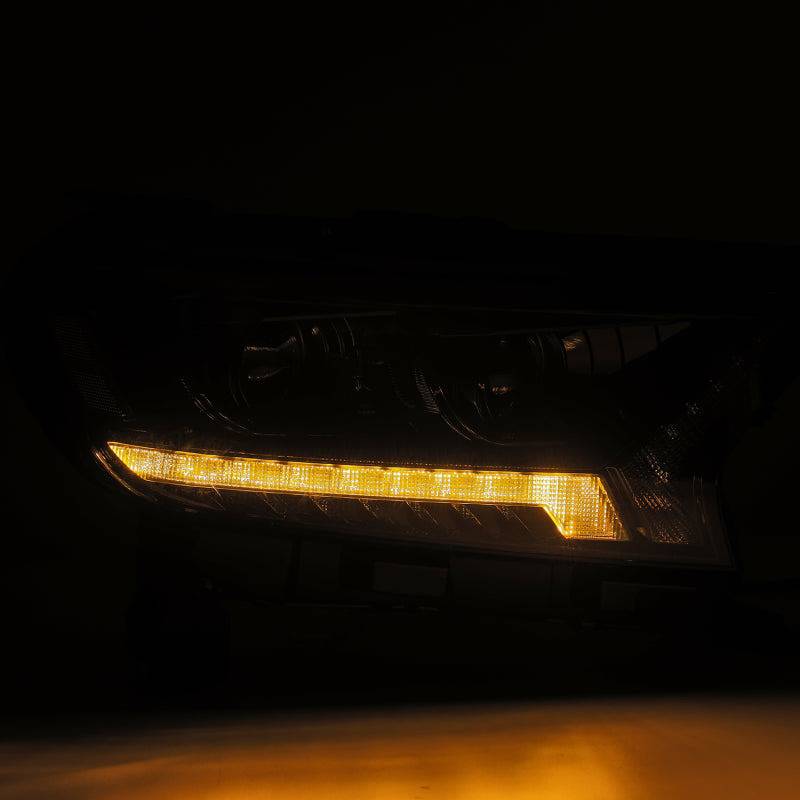 AlphaRex 19-21 Ford Ranger LUXX LED Proj Headlights Plank Style Alpha Black w/Seq Signal/DRL - Striker Modified