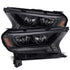 AlphaRex 19-21 Ford Ranger LUXX LED Proj Headlights Plank Style Alpha Black w/Seq Signal/DRL - Striker Modified