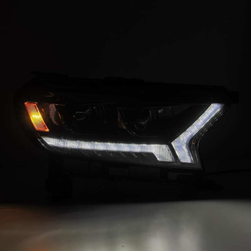 AlphaRex 19-21 Ford Ranger LUXX LED Proj Headlights Plank Style Alpha Black w/Seq Signal/DRL - Striker Modified