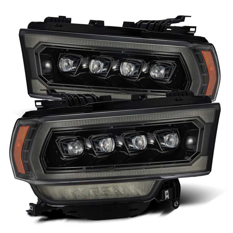 AlphaRex 19-21 Ram 2500 NOVA LED Proj Headlights Plank Style Alpha Blk w/Activ Light/Seq Signal/DRL - Striker Modified