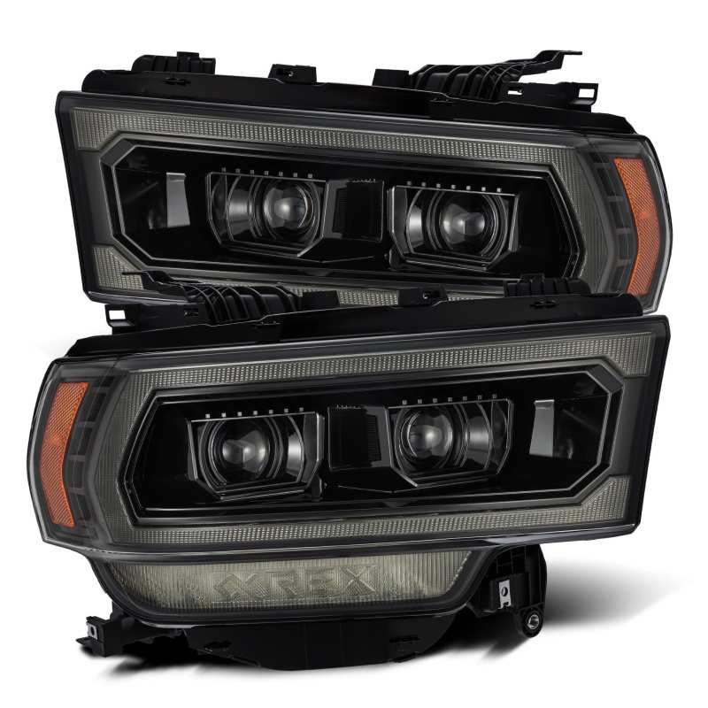 AlphaRex 19-21 Ram 2500 PRO-Series Projector Headlights Plank Style Alpha Black w/Activation Light - Striker Modified