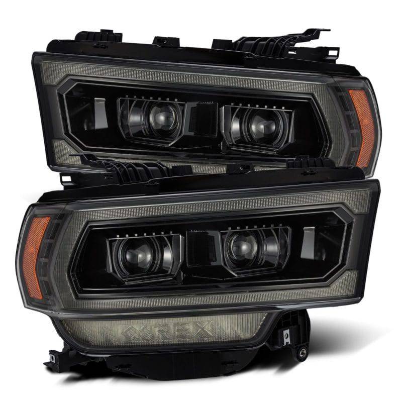 AlphaRex 19-21 Ram 2500 PRO-Series Projector Headlights Plank Style Alpha Black w/Activation Light - Striker Modified